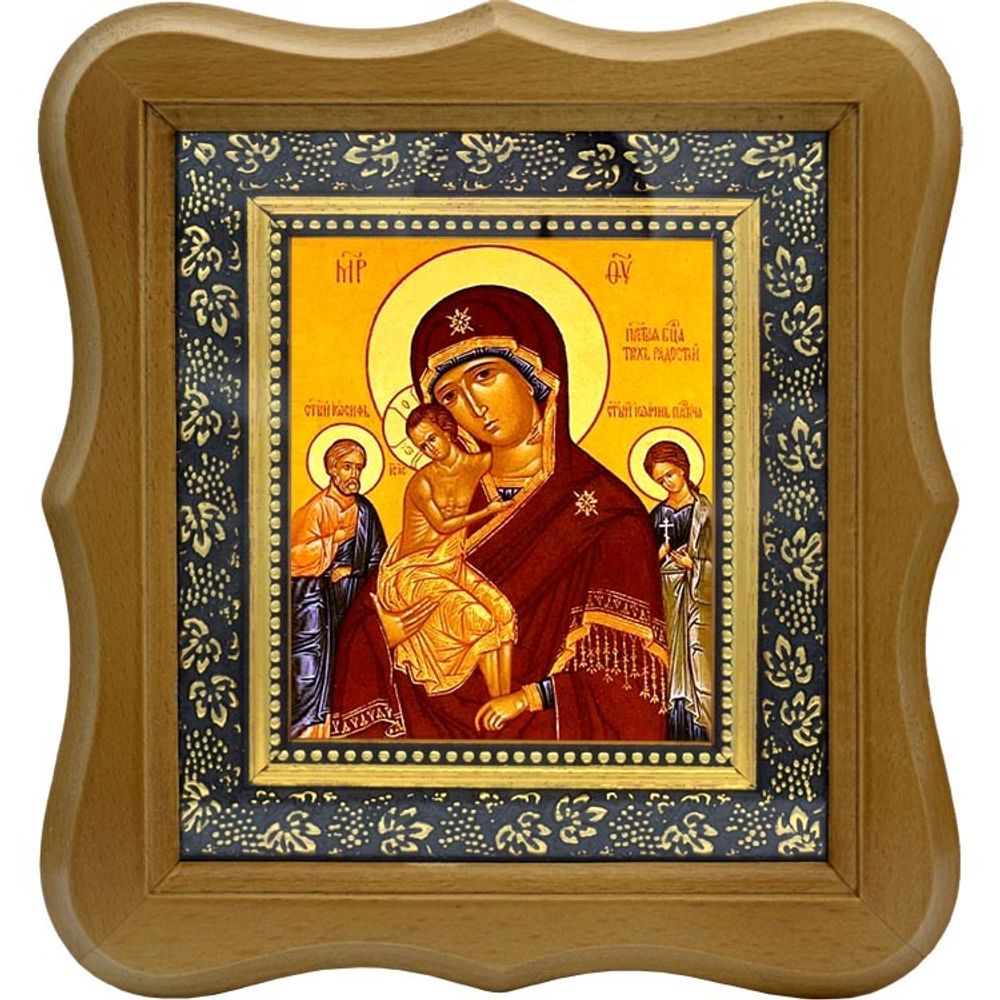 Икона Божьей Матери "Трех Радостей" на холсте.