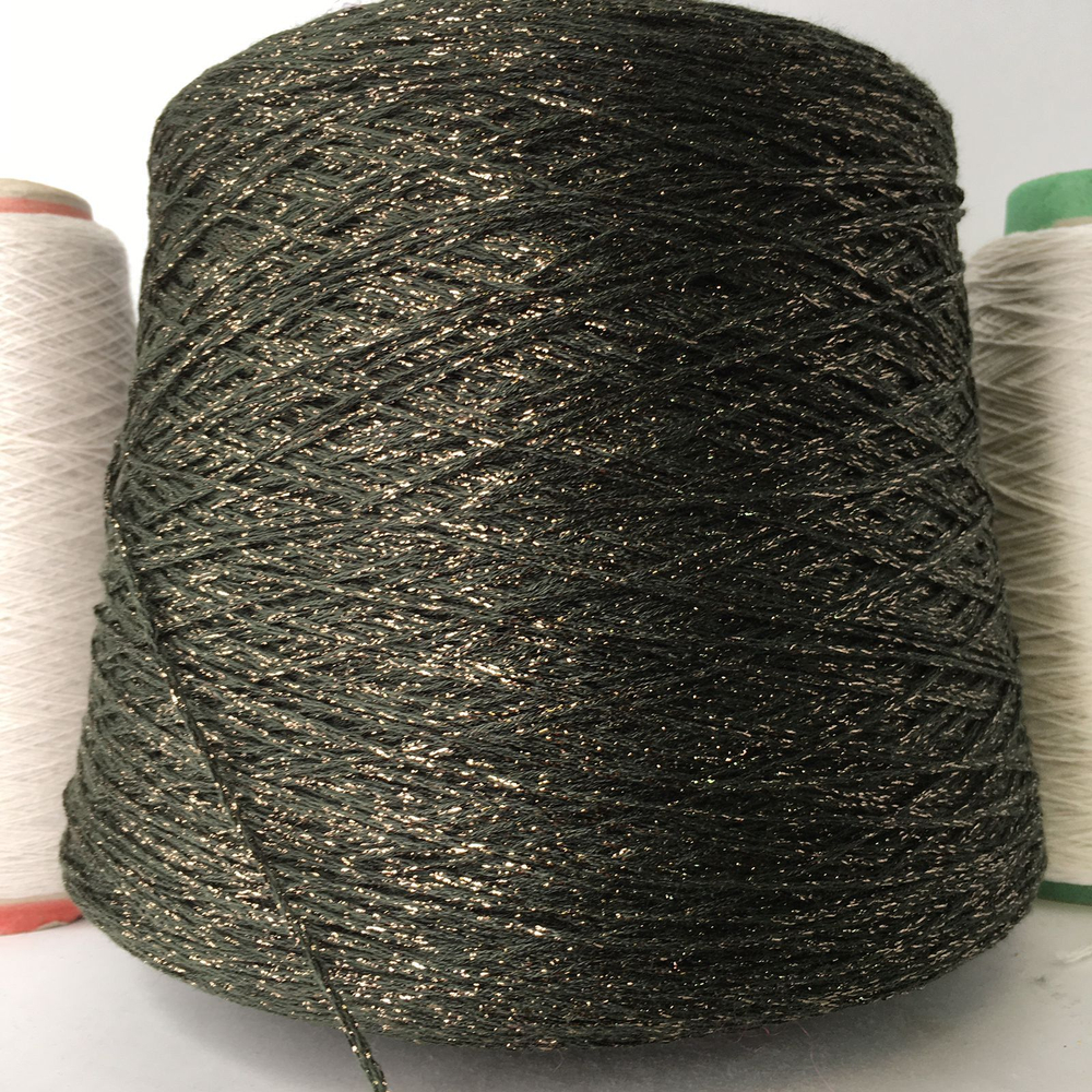 COTTON LUREX; 95% хлопок, 5% люрекс; 400м/100гр; Шнурок; цвет: Темно-зеленый , люрекс черное золото