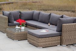 "Лунго" трансформирующийся диван из искусственного ротанга, цвет соломенный