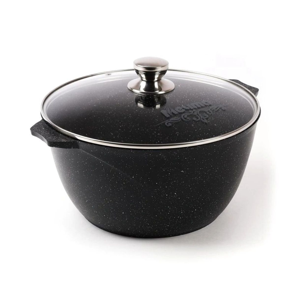 Кастрюля алюминий, антиприг, 5 л, с крыш, кругл, Мечта, Гранит black, 45802