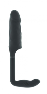 Серая насадка с анальной вставкой Stretchy Penis Exten and Plug No.38 (Цвет: серый)