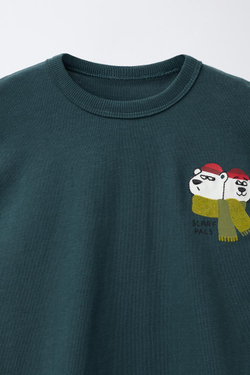 ZARA ФУТБОЛКА С ПРИНТОМ «МЕДВЕДЬ», ГЛУБОКИЙ СИНИЙ