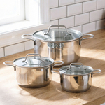 Набор кастрюль 3 предмета (1,9л, 3,6л, 6,1л) нерж, индукция, "Daniks" Нолан GS-01363-6PC