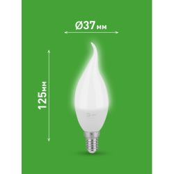 Лампа светодиодная ЭРА GREEN LINE LED BXS-8W-840-E14 GL 8Вт свеча на ветру яркий белый свет E14 | Лампы cветодиодные Свеча (B/C)