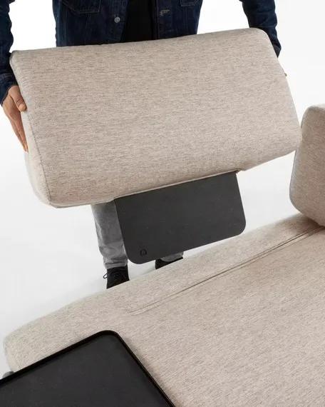 Трехместный диван Compo с маленьким подносом, бежевый