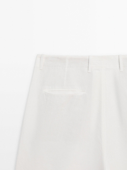 Massimo Dutti 100% льняные шорты-бермуды, натуральный, кремовый