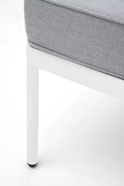 "Канны" угловой модуль плетеный из роупа, каркас алюминий белый шагрень, роуп светло-серый круглый, ткань светло-серая