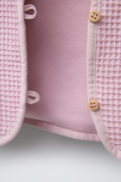 ZARA КАРДИГАН С ВАФЕЛЬНЫМ УЗОРОМ И ПУГОВИЦАМИ, РОЗОВЫЙ/ЛИЛОВЫЙ