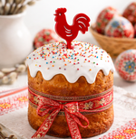 Декоративное украшение для торта (топпер) пластиковый "Красный петушок" 5*5,5 см (общая 12 см)