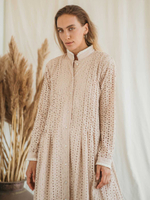 Платье миди из прошвы (бежевое)