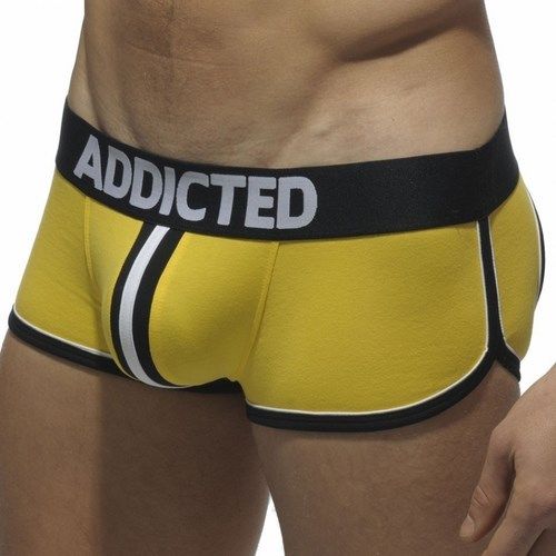 Мужские трусы джоки боксеры желтые с черной окантовкой и белой полосой посередине Addicted JOCK YELLOW