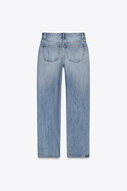 ZARA ДЖИНСЫ TRF ПРЯМОГО КРОЯ СО СРЕДНЕЙ ПОСАДКОЙ, СИНИЙ