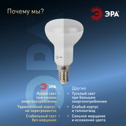 Лампа светодиодная ЭРА STD LED R50-6W-860-E14 6Вт рефлектор холодный дневной свет Е14