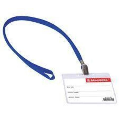 Бейдж на шнурке BRAUBERG горизонтальный, мягкий пластик 231156