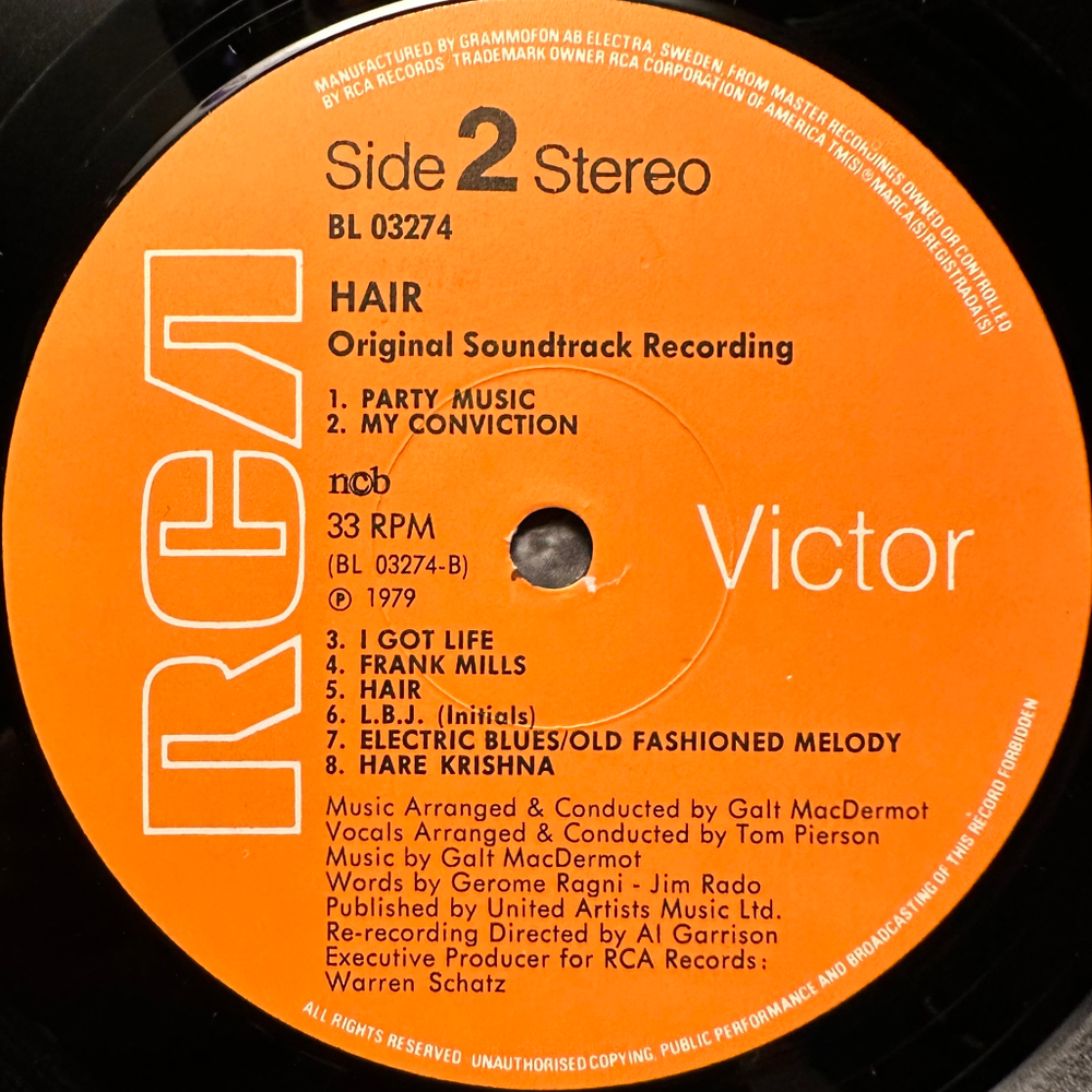 Galt MacDermot - Hair 2LP (Швеция 1979г.)