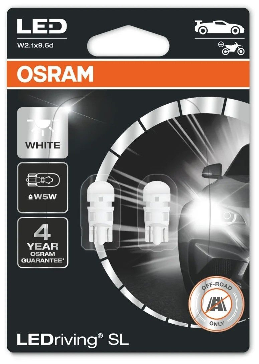 Автомобильные светодиодные лампы W5W OSRAM 2825DWP-02B 6000K (2 шт.)
