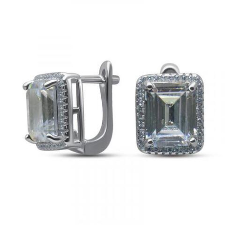 Серьги из серебра с фианитами