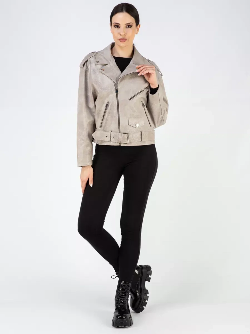 Куртка кожаная натуральная косуха оверсайз