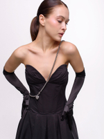 Колье "Long Dark Grey Heart" Silver