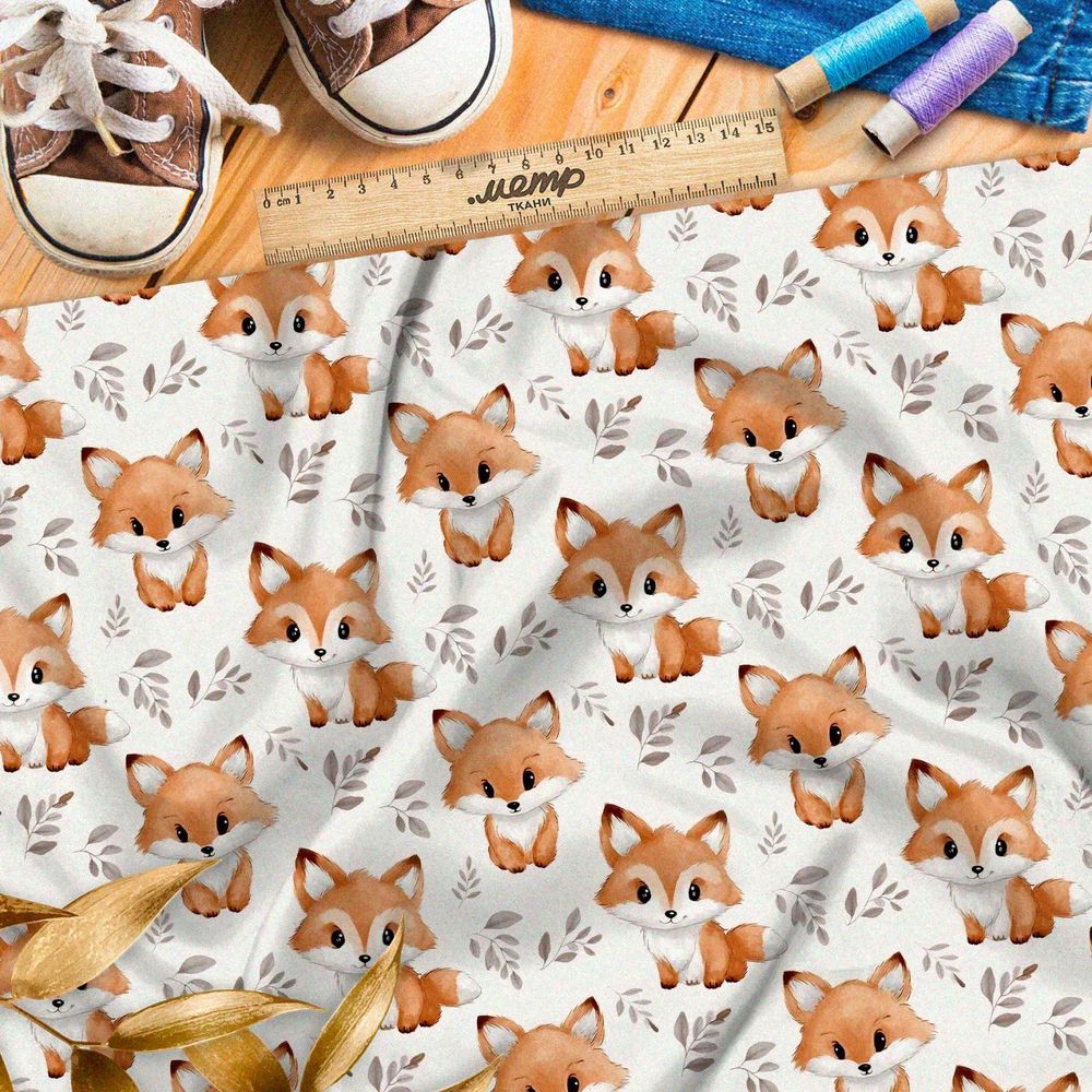 Ткань премиум бифлекс забавные лисята
