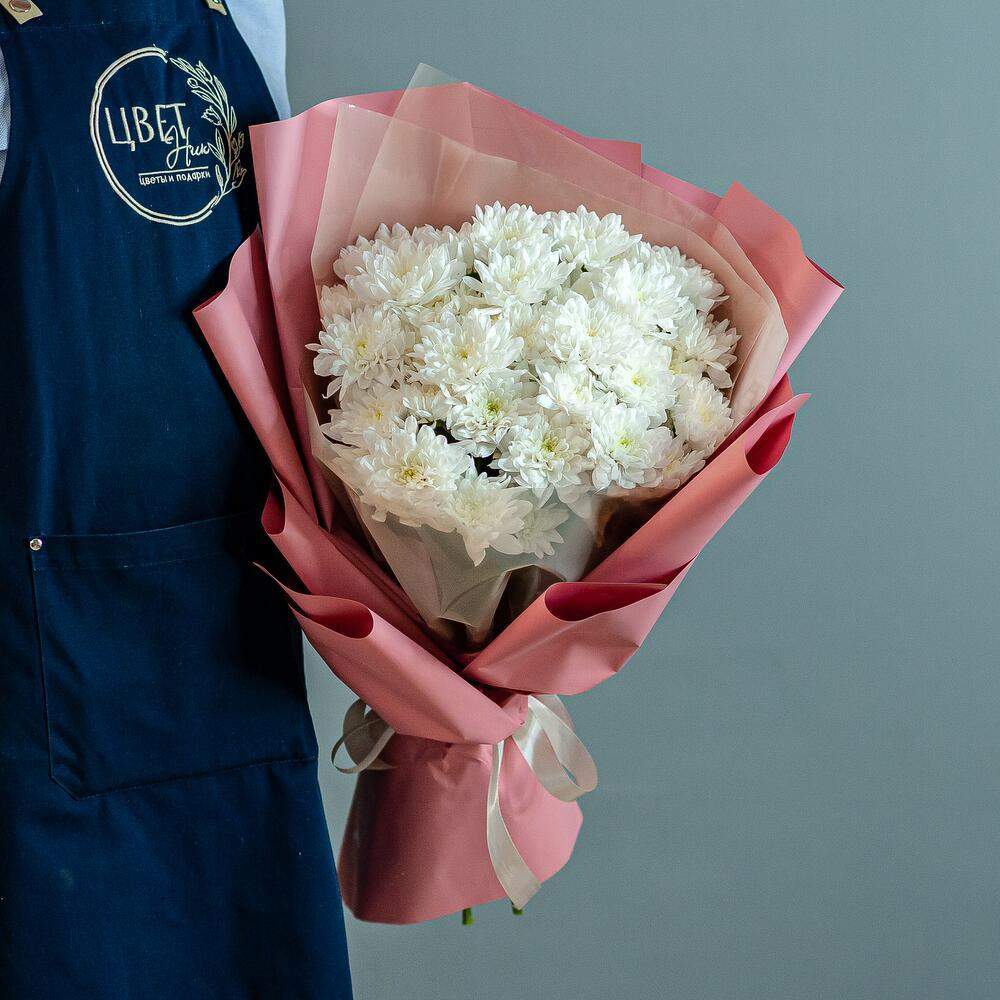 Букет белой хризантемы Балтика размер M