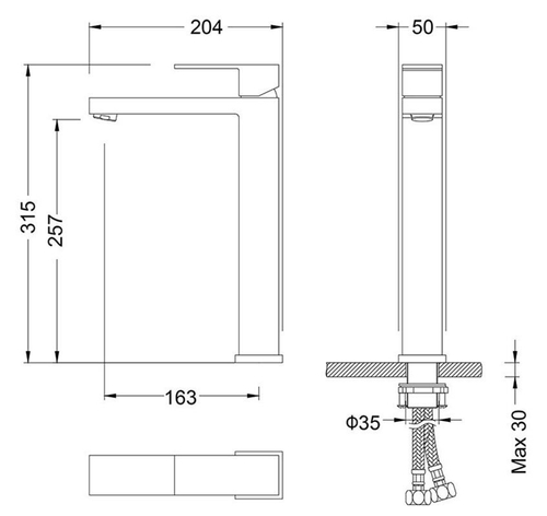 Смеситель Timo Selene 3061/03F для раковины, высокий, черный