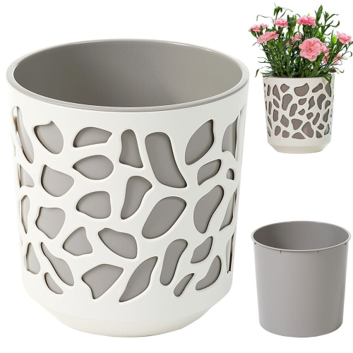 ГОРШОК Д/ЦВЕТОВ DONICA DUET 140 КРЕМОВЫЙ+ТАУП LA760-38