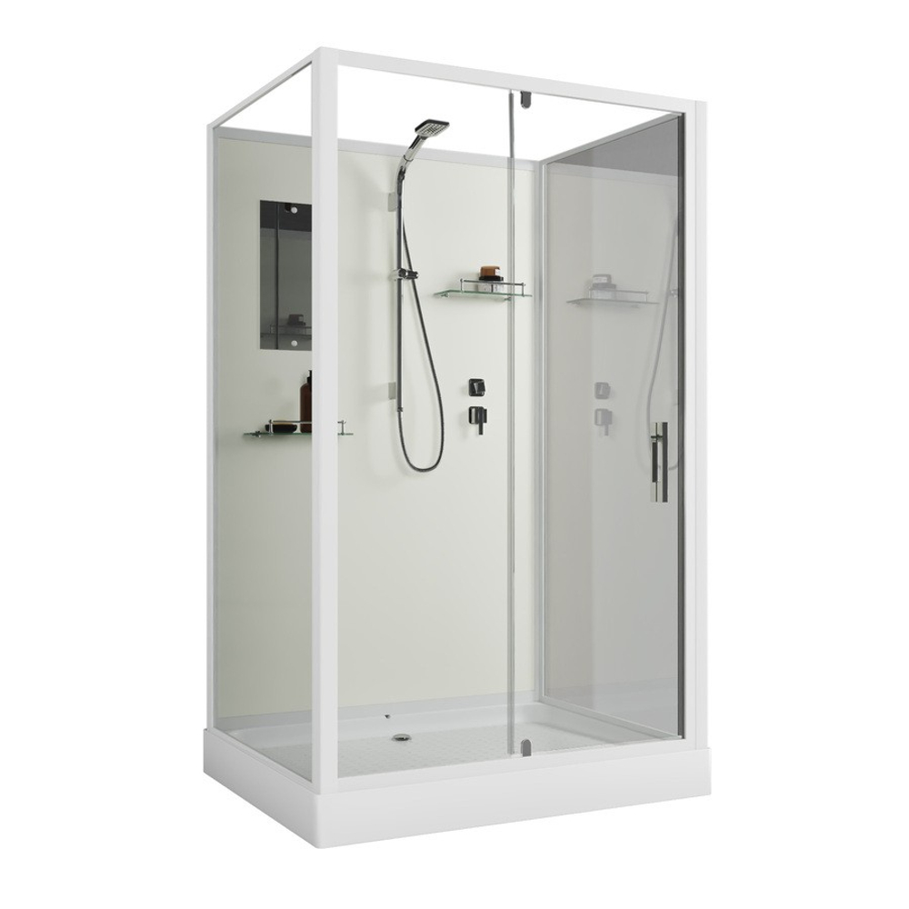 Душевая кабина Niagara Standart ST120/90/15Q/BK (120х90х200) прямоугольник,поддон 15см,распашная,проф.белый,без крыши,3 места