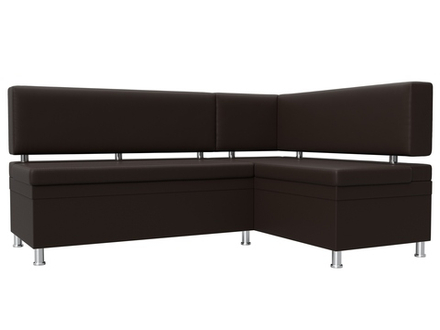Диван кухонный угловой Стайл правый угол, Коричневый, Экокожа, 114528
