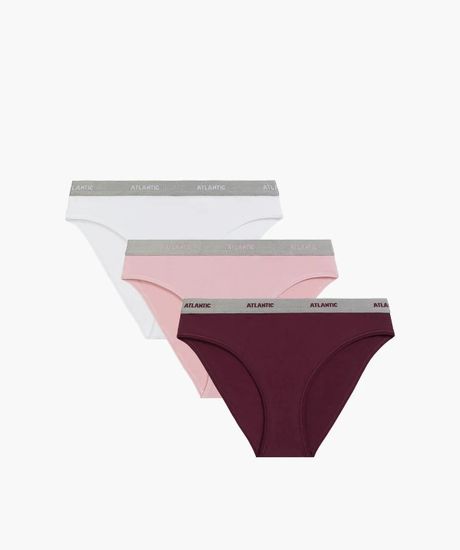 Женские трусы спорт (3шт) Atlantic 3LP-217E, белый + розовый + бордовый