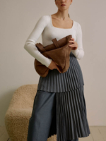 сумка шоппер кофе темный на молнии замша