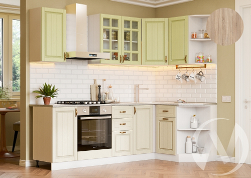 Кухня Настя 2;4*1;3м (белый/фисташка/сонома)