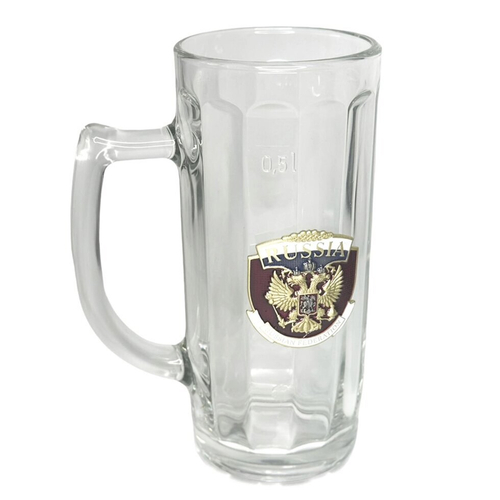 Пивная кружка с накладкой "Россия"