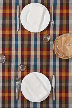 ZARA HOME СКАТЕРТЬ В КЛЕТКУ ИЗ СМЕСИ ХЛОПКА И ЛЬНА,  ГОРЧИЧНЫЙ