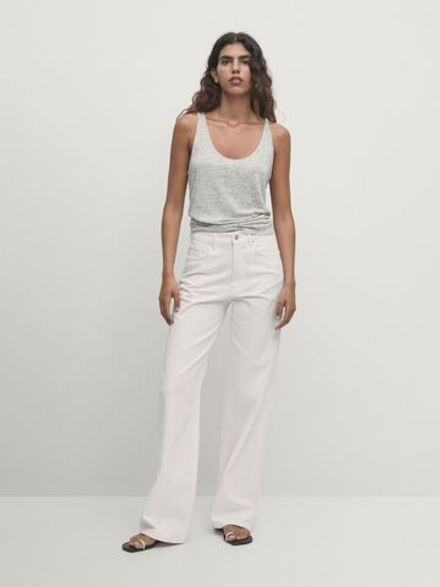 Massimo Dutti Майка из 100% льна, серый