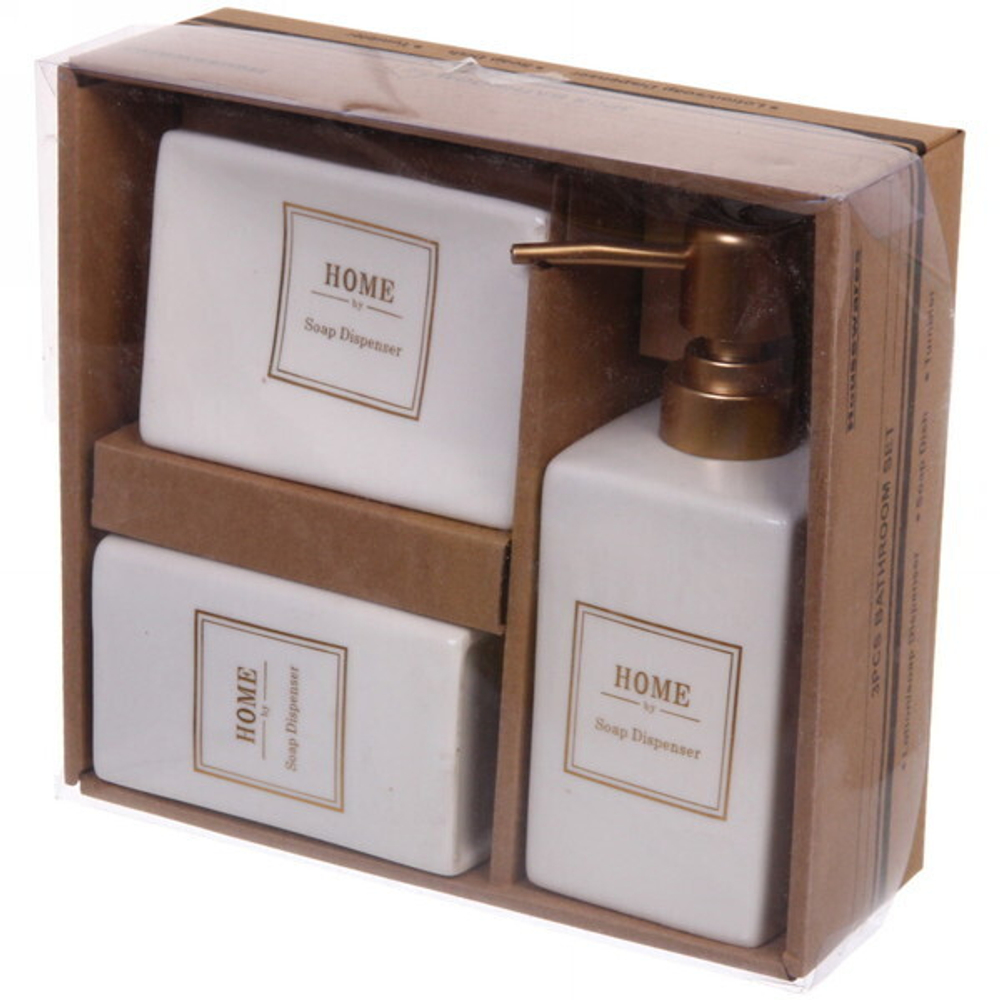 Набор для ванной из 3-х предметов керамический «Кадис» белый