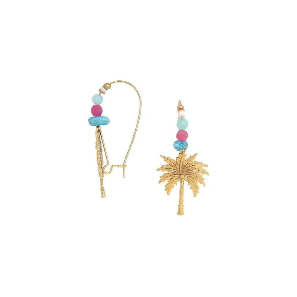 Серьги Franck Herval, Summer, с ракушкой, нефритом, гелиотисом, перламутром, бирюзой и кристаллом, F