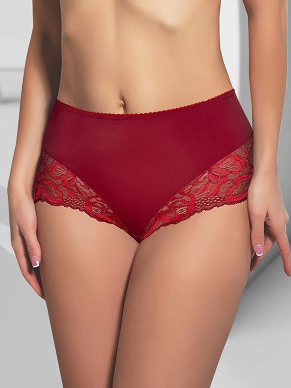 Трусы-шорты со средней линией талии Allure (Размер: 40) (Цвет: синий с бежевым)