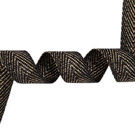 Лента  киперная с люрексом   20 мм  С3868Г17  черный/золото
