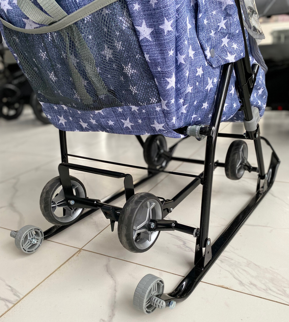 Коляска комбинированная «Наши детки» 6 со звездами джинс (арт. НДТ6/3)