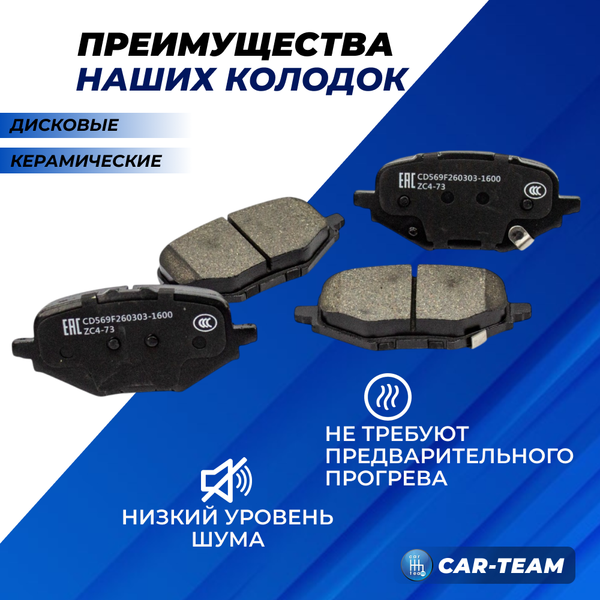 Колодки тормозные задние (керамические) Changan UNI-K, CS75 (арт. ZCP-1259)