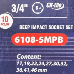 Головки ударные, набор 10пр., 3/4''(6гр.) Forsage F-6108-5MPB