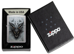 Зажигалка Zippo Dragon Design с покрытием Linen Weave, латунь/сталь, серебристая, 38x13x57 мм