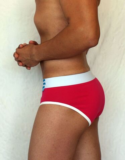 Розовые мужские трусы-брифы с брендированным поясом (Размер: XL) (Цвет: розовый)