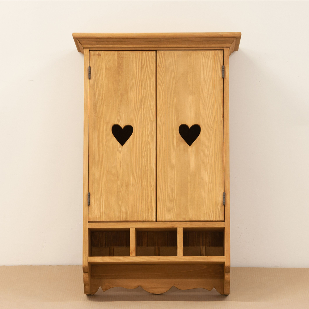 Шкаф навесной Прованс 2 двери 3 ящика для кухни и ванной из массива сосны, бежевый