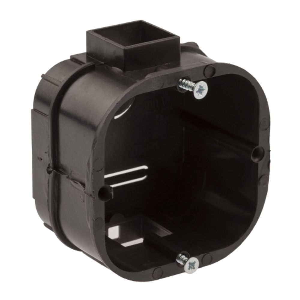 Коробка установочная ЭРА KUTS-60-60-43-s-black усиленная для твердых стен саморезы стыковочные узлы черная IP20 | Коробки монтажные установочные для твердых стен