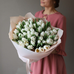 Акция! Букет 51 белый тюльпан