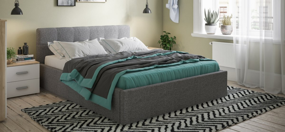 Белла Кровать без ПМ 140 Рогожка Мальмо серый