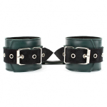 Изумрудные кожаные наручники БДСМ Арсенал Lady's Arsenal Emerald Shackles Of Hands 67023