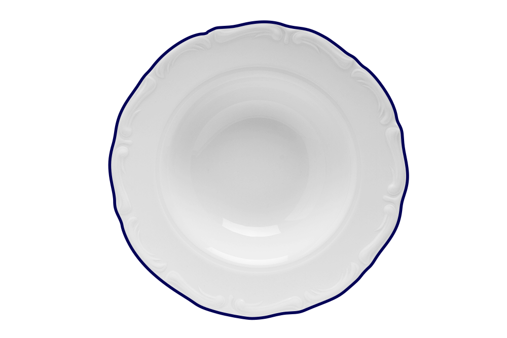 Тарелка для пасты 27 см, кант синий